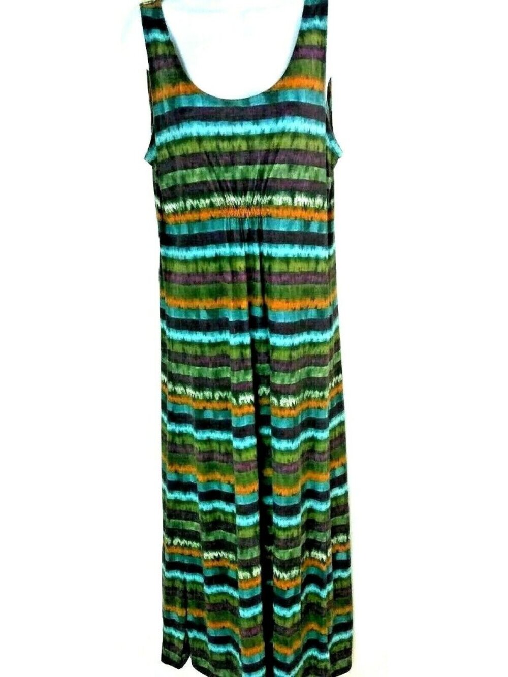 Liz Claiborne Sleeveless Maxi Dress Small Stripes Summer Resort Wear Vacation